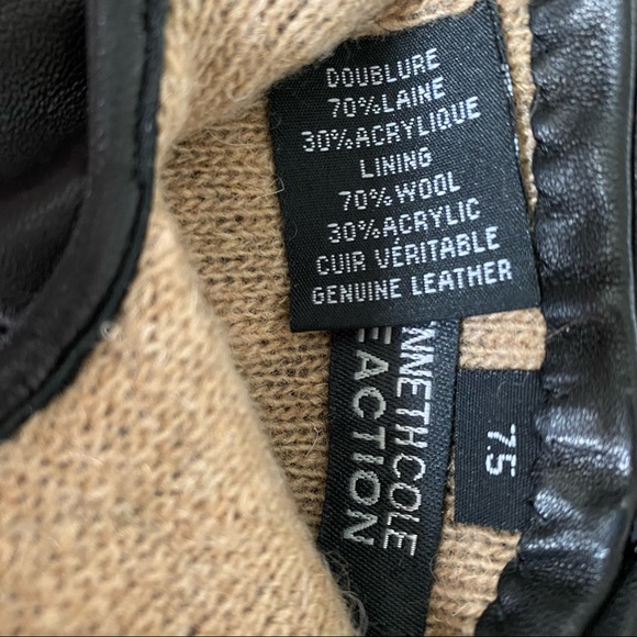 NWT Kenneth Cole Real Leather with Double Wool Lining Gloves - Picture 2 of 3